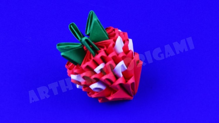 How to make a strawberry of paper ✿ 3D origami tutorial DIY own hands