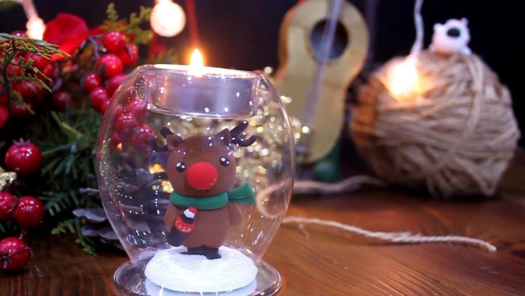 How to make Christmas Rudolph candle holder with clay