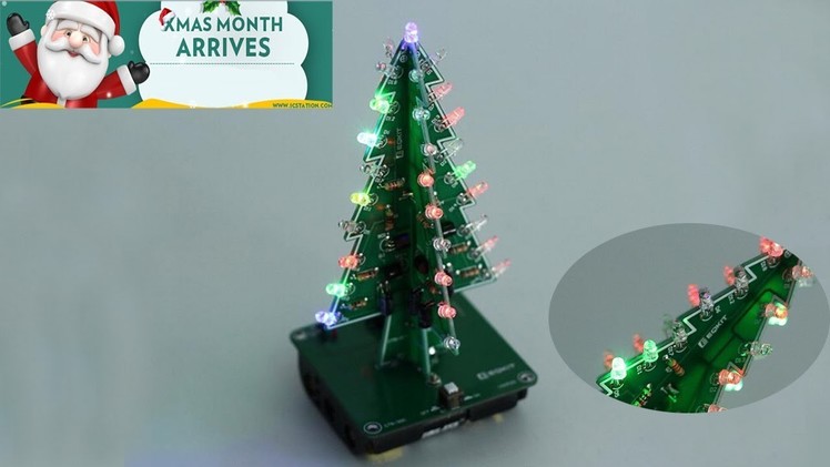 ICStation DIY 3D Christmas Tree Colorful Flashing LED Light Kit for Xmas Gift
