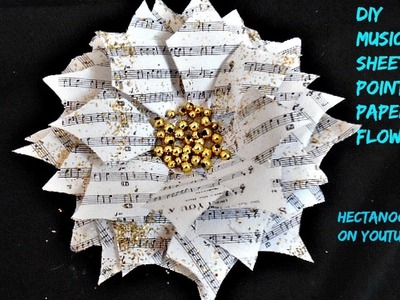 MUSIC SHEET POINTSETTIA, Paper crafts, Christmas ornaments, holiday decor