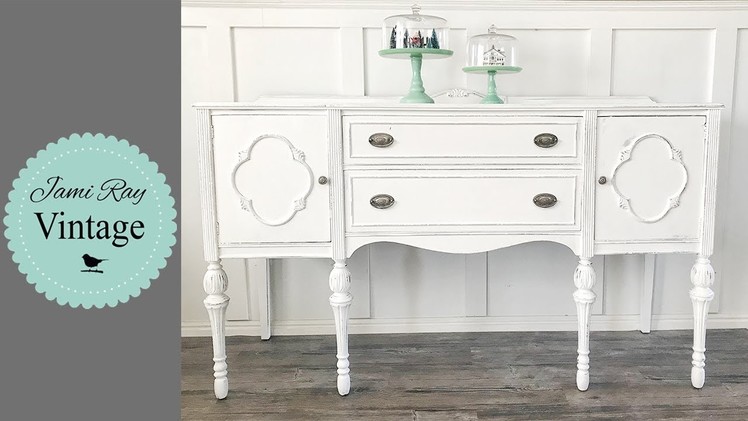 Painting a Buffet White With DIY Paint | Office Desk Part 2