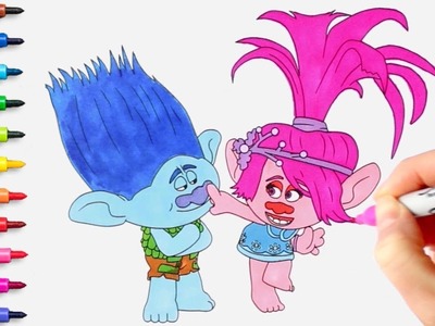 Trolls Holiday. Poppy and Branch - Coloring Pages | Coloring Books for Kids | Rainbow TV
