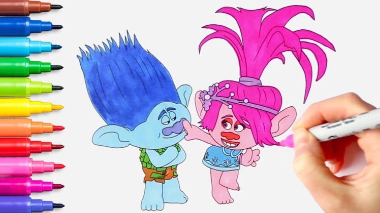 Trolls Holiday. Poppy and Branch - Coloring Pages | Coloring Books for Kids | Rainbow TV