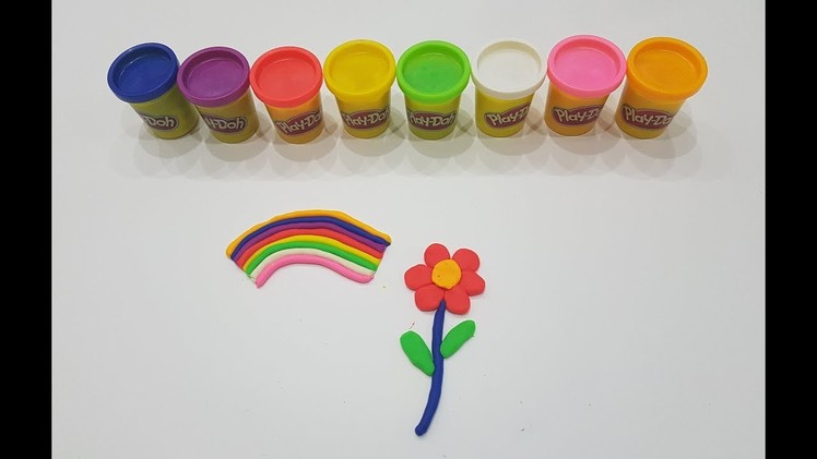 Tutorial - How to Play doh Learn Color make Rainbow and Flower Suprise Ice Cream Toys fun for Kids