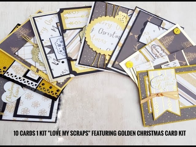 10 cards 1 kit ''Love my scraps'' featuring Golden Christmas card kit