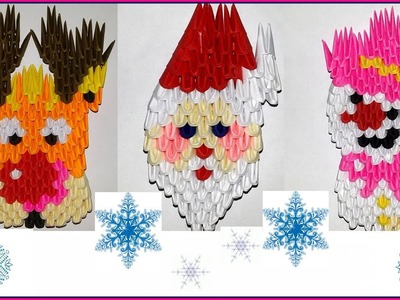 3D ORIGAMI Christmas guerlain (snowman, Santa Claus, deer). TUTORIAL