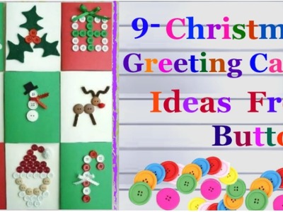 9 Easy Christmas greeting card ideas from buttons.homemade Christmas Cards ideas for kids- diy
