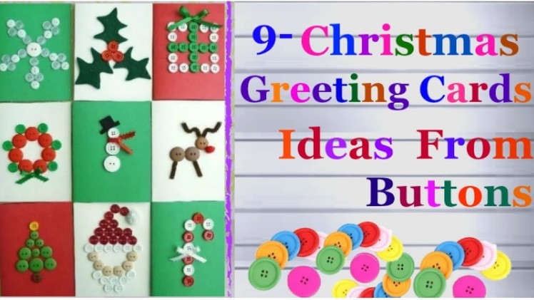9 Easy Christmas greeting card ideas from buttons.homemade Christmas Cards ideas for kids- diy