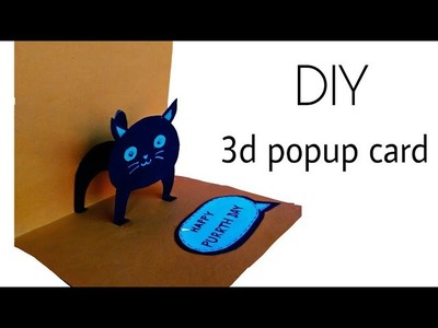 DIY 3D cat popup card. birthday card.handmade