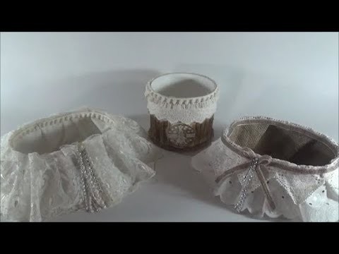 DIY baskets from plastic bowls and fabrics.Φτιάχνω καλάθια από πλαστικά μπολ και υφάσματα