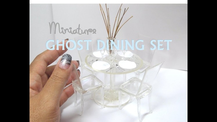DIY Plastic and Resin Lucite "Ghost" Dining Set Table and Chairs Miniature Dollhouse Furniture