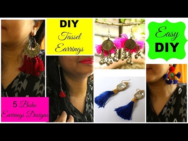 DIY Tassel Earrings | How to make Boho Tassel Earrings | DIY Earrings in 5 Designs