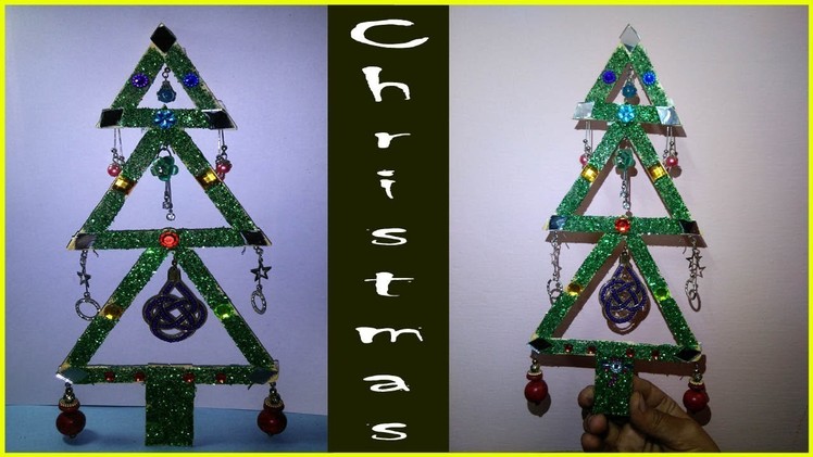 Easy and Beautiful Christmas Tree with ice cream stick and Ear Rings, X Max tree with Popsicle
