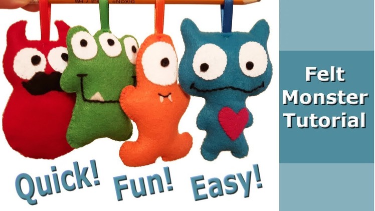 Easy felt monster step by step sewing tutorial for beginners