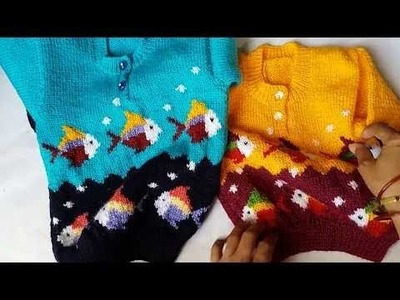 Gents. Ladies Sweater Design No #52 Hindi Knitting Fish Scales