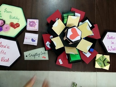 Hexagonal explosion box| DIY | Love card| Scrapbook| 4 layered box| Valentine Day Gift ideas