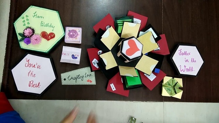 Hexagonal explosion box| DIY | Love card| Scrapbook| 4 layered box| Valentine Day Gift ideas