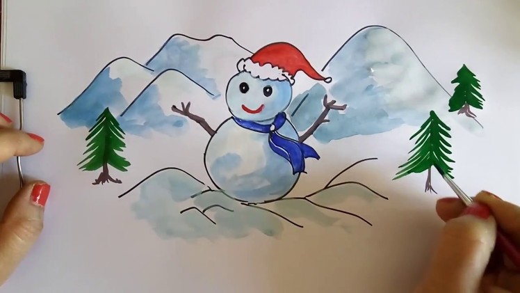 How To Paint A Snowman | Christmas Holiday Card Ideas For Young Artists