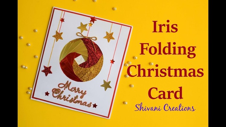 Iris Folding Christmas Ornament Card. Handmade Greeting Card for Christmas