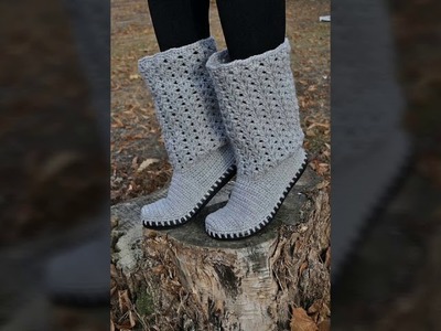 Latest ladies crochet boots design.