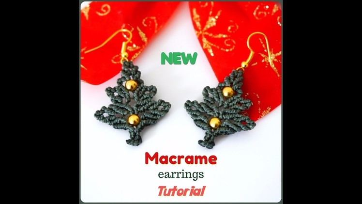 Macrame earrings tutorial. DIY macrame jewelry. How to make Christmas tree earrings.