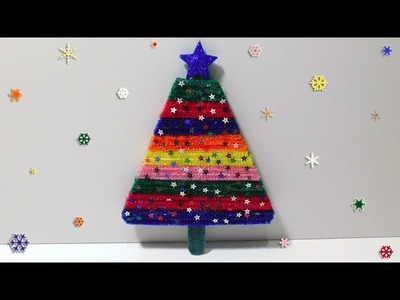 Making a Christmas Tree with Popsicle Stick and Chenille Stems