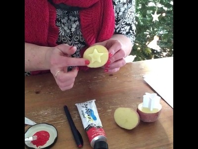 Potato Stamp Christmas Cards