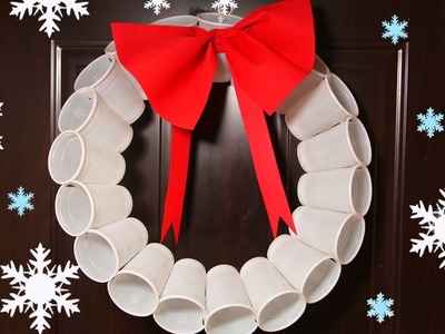 Recycled Christmas Crafts - Plastic Cups Wreath - Christmas Tree Ornaments