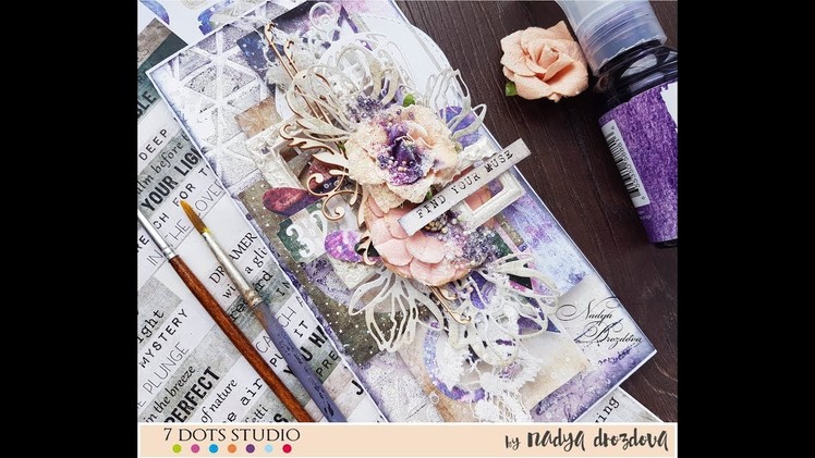 Step-by-step tutorial mixed-media Card for 7 DotsStudio featuring Northern Lights collection