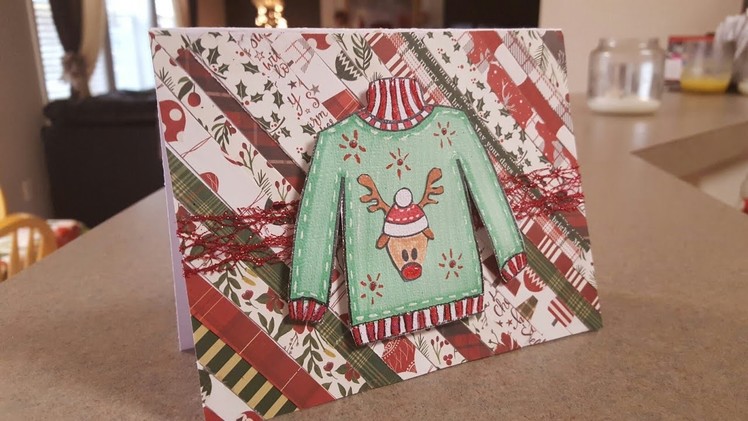 UGLY SWEATER CHRISTMAS CARD USING SCRAPS