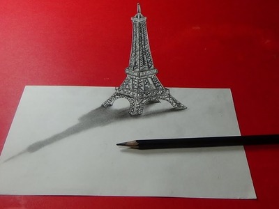 3D Trick Art Drawing - Eiffel Tower 3D Drawing for Kids
