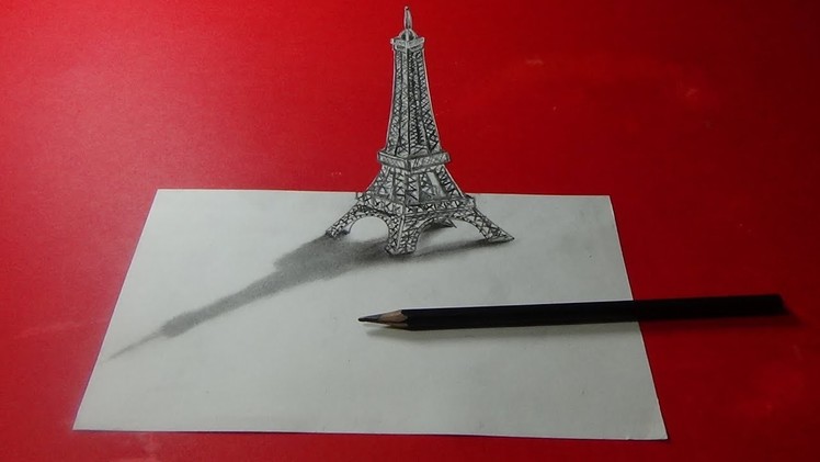 3D Trick Art Drawing - Eiffel Tower 3D Drawing for Kids