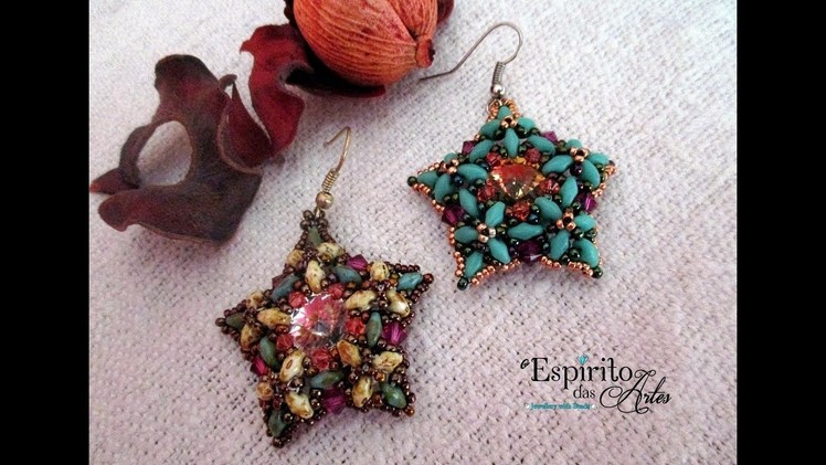 Blooming Star earrings with bicones and superduos - Beading Tutorial