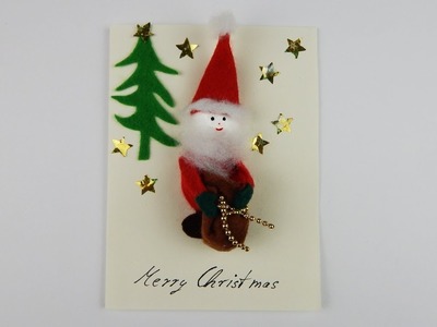Christmas card with a Santa Claus DIY Scrapbooking crafting with felt Xmas card Greeting card