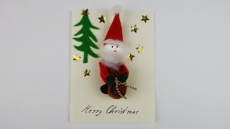 Christmas card with a Santa Claus DIY Scrapbooking crafting with felt Xmas card Greeting card