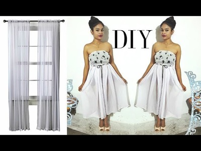 DIY : Convert Curtain Into A Dress ( NO SEW )