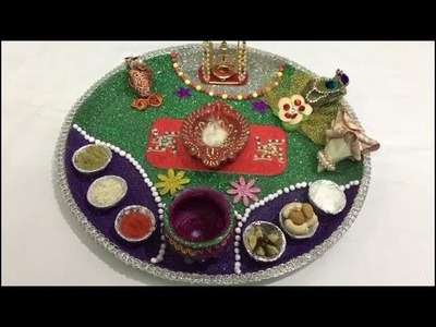 DIY Pooja Thali Decorations Idea. Beautiful Arti Thali Decoration at Home. Decorative Pooja Thali.