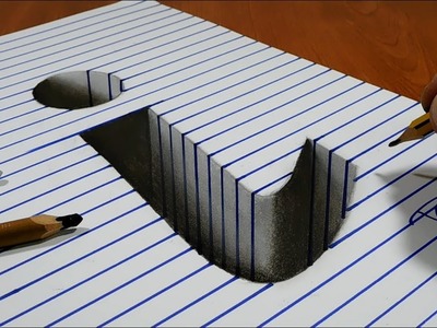 Draw a Letter "i" Hole on Line Paper   3D Trick Art