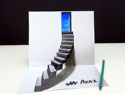 Drawing Stairs to the Door   How to Draw 3D Steps