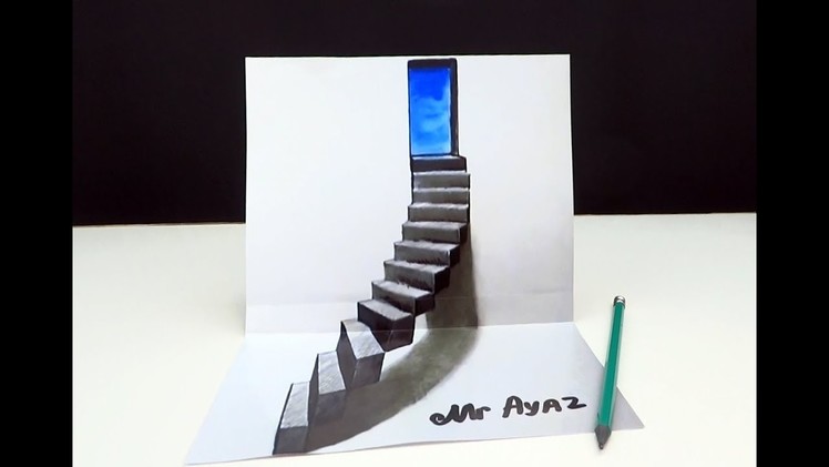 Drawing Stairs to the Door   How to Draw 3D Steps