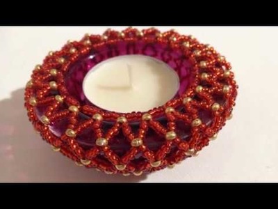 Glass bead decorated candleholder Tutorial  Návod na ozdobný svícen