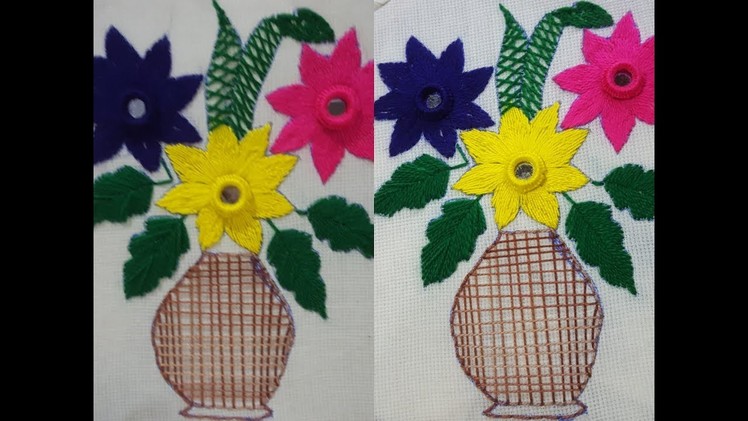 Guldasta flower stitch design Hand embroidery for hannd dsigns by HUMAIRA ARTS
