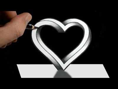 How to Draw 3D Heart | Easy 3D Drawing Heart | Trick Art Floating Heart