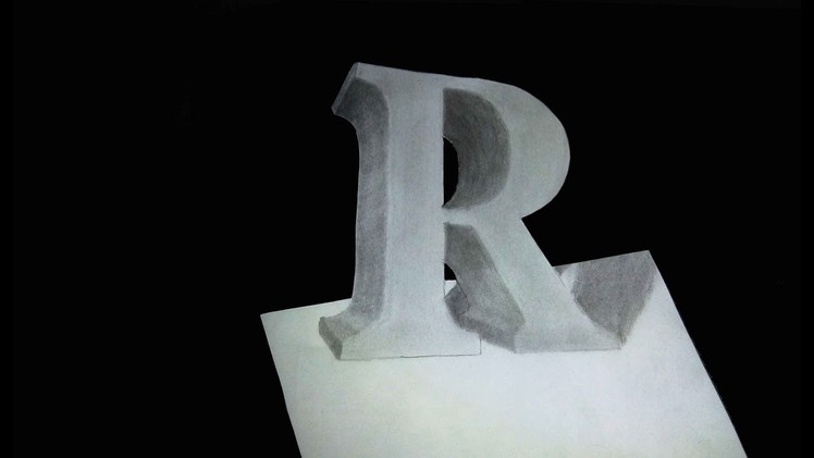 How to Draw 3D Letter R - Trick Art on Paper for Kids - Floating Letter R,