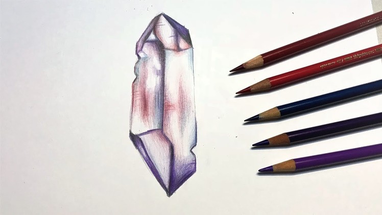 How to draw a crystal! Step by step timelapse tutorial (beginners) - Alpha Art