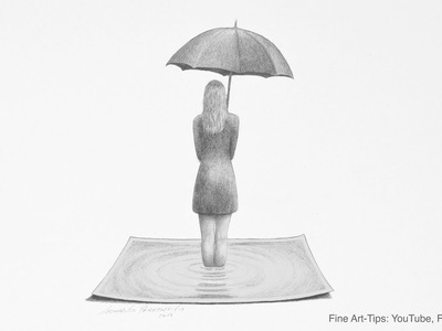 How to Draw a Simple 3D Effect: Woman With Umbrella
