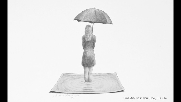 How to Draw a Simple 3D Effect: Woman With Umbrella