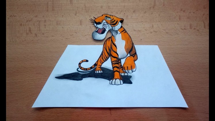 How to Draw a Tiger. Shere Khan 3D. Disney's The Jungle Book