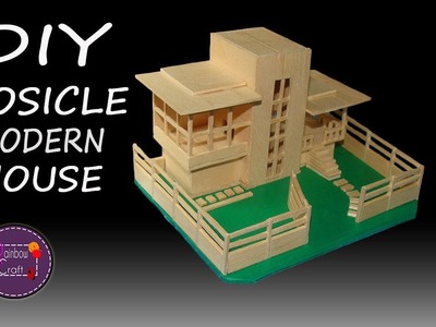 How to Make Popsicle Stick House Tutorial | Popsicle Modern House | Cardboard House