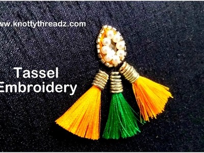 Latest Tassel Embroidery Using Pearls and Zardosi | Aari Work Tutorial | www.knottythreadz.com